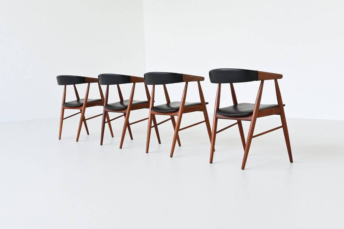 Teak chairs by Aksel Bender Madsen and Ejnar Larsen, Denmark 1960.