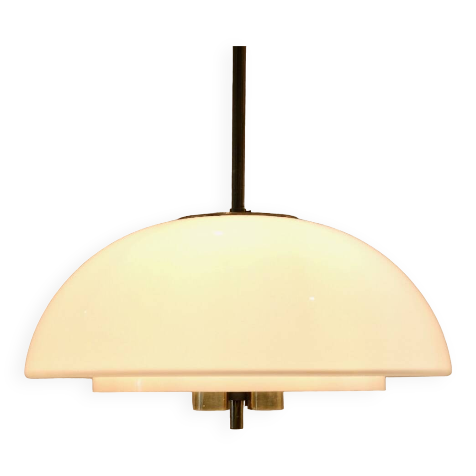 Glashütte Limburg Mushroom Pendant Light in Opal Glass and Brass