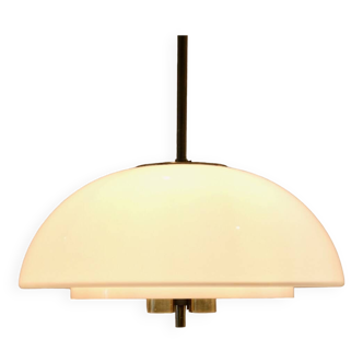 Glashütte Limburg Mushroom Pendant Light in Opal Glass and Brass