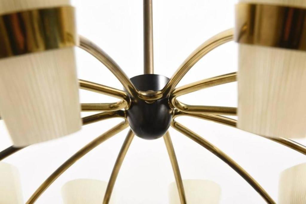 Sunburst chandelier brass of Kalmar Italy 1950 s