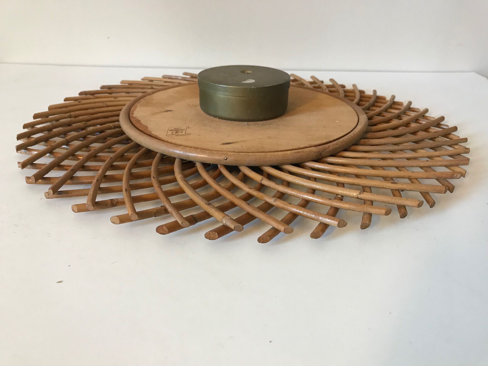 1960s vintage rattan sun clock