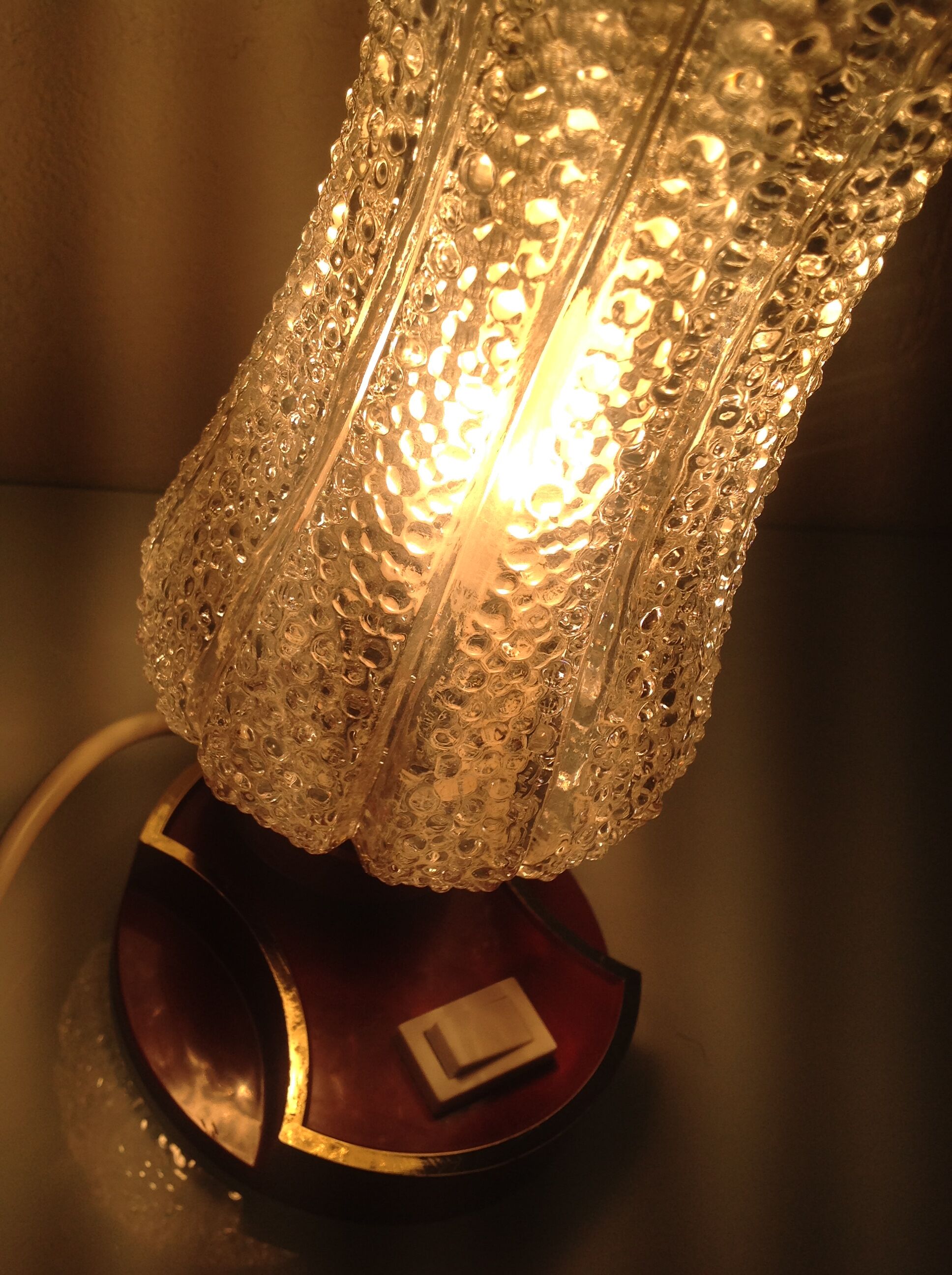 Vintage bedside lamp, tulip glass, 60s-70s