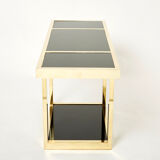 Italian console brass black opaline glass 1970s