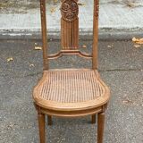 Art Deco lyre chair in solid caned wood