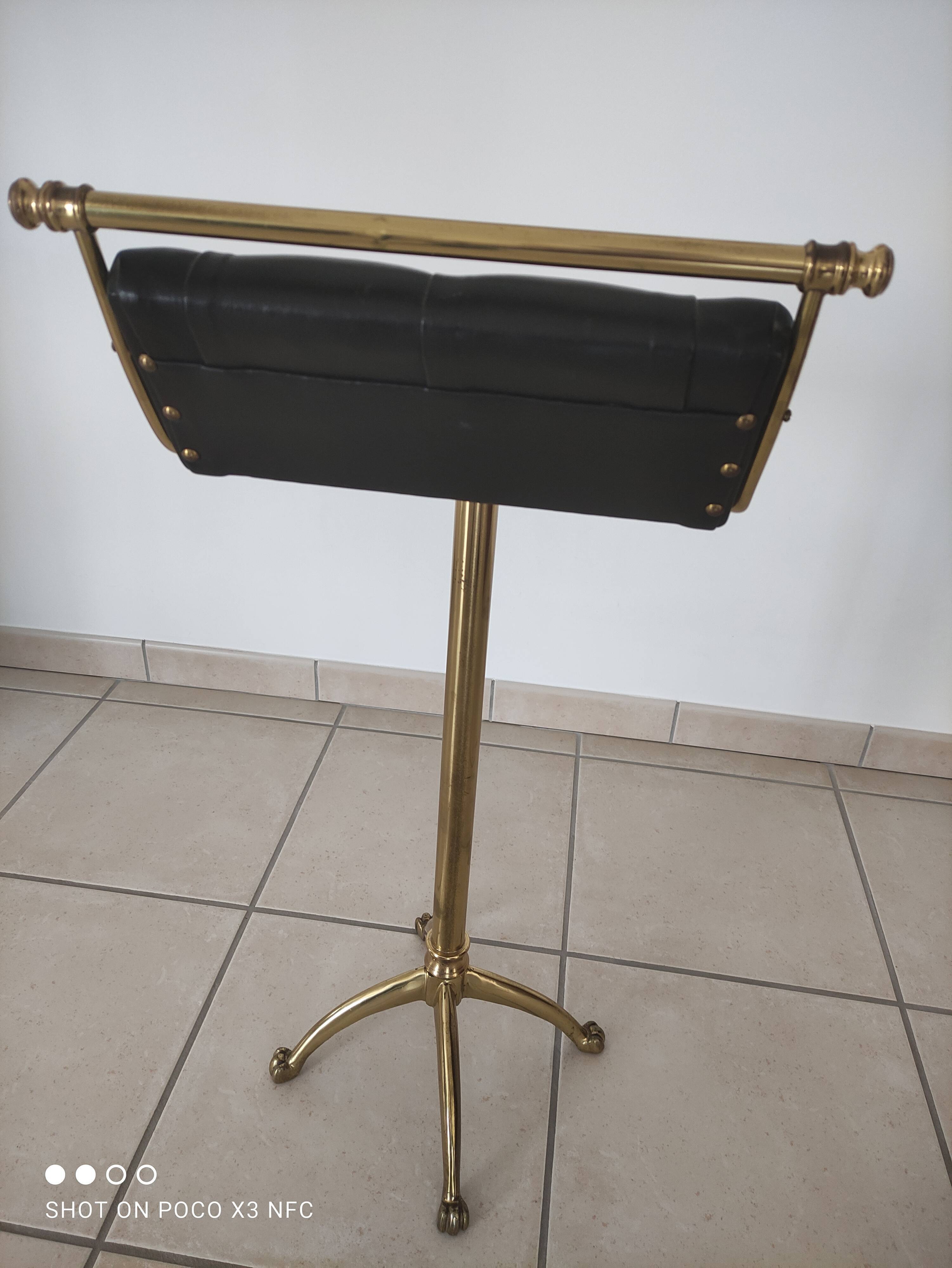 Brass padded leather stool