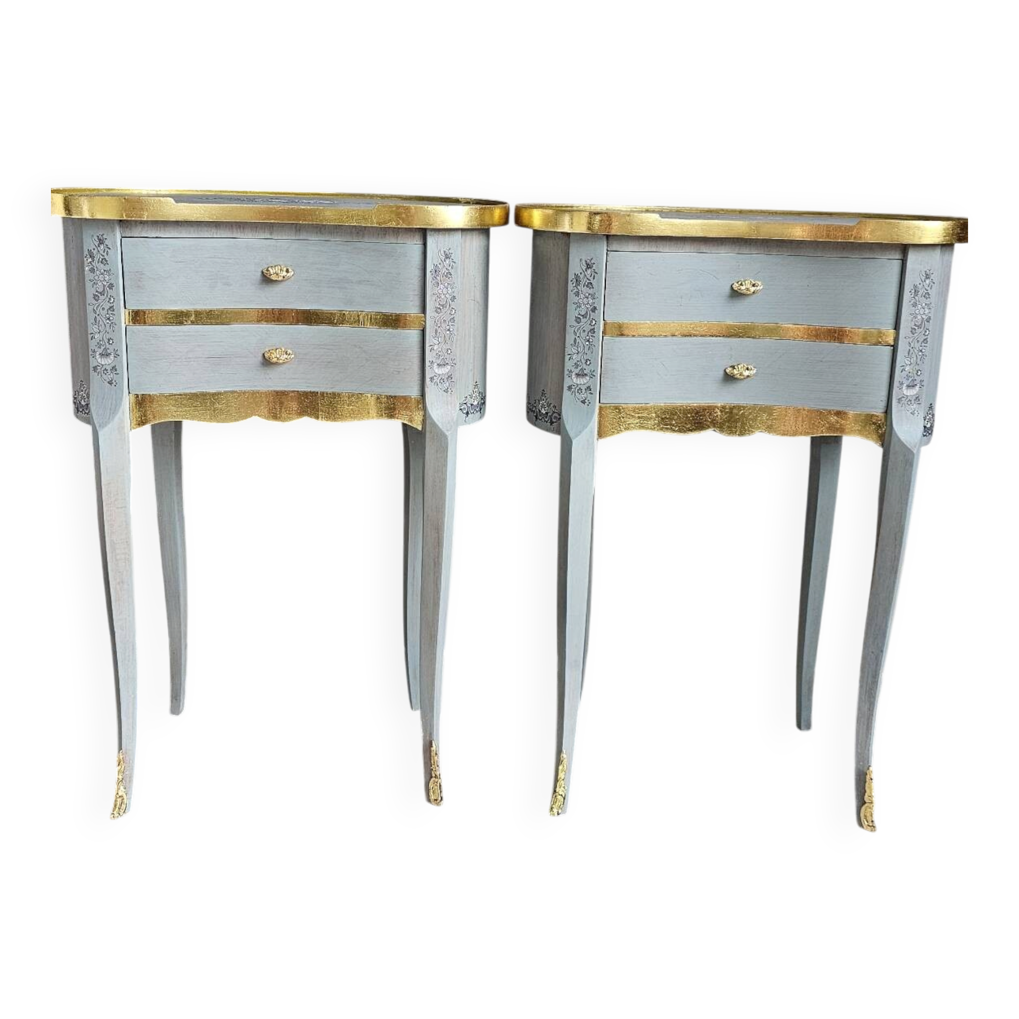 Louis XV style bedside table in marquetry