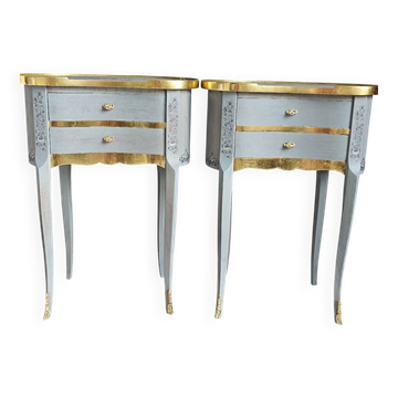Louis XV style bedside table in marquetry