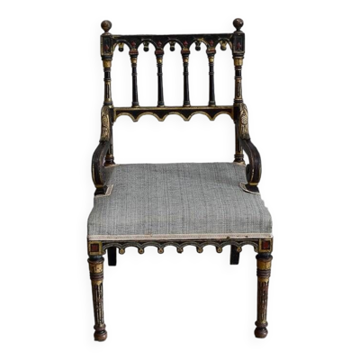 Petit fauteuil en Bois Noirci, époque Napoléon III – Milieu XIXe
