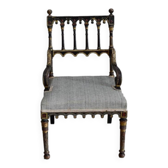 Small Blackened Wood Armchair, Napoleon III Period – Mid-19th Century