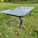 Italian glass and wrought iron coffee table