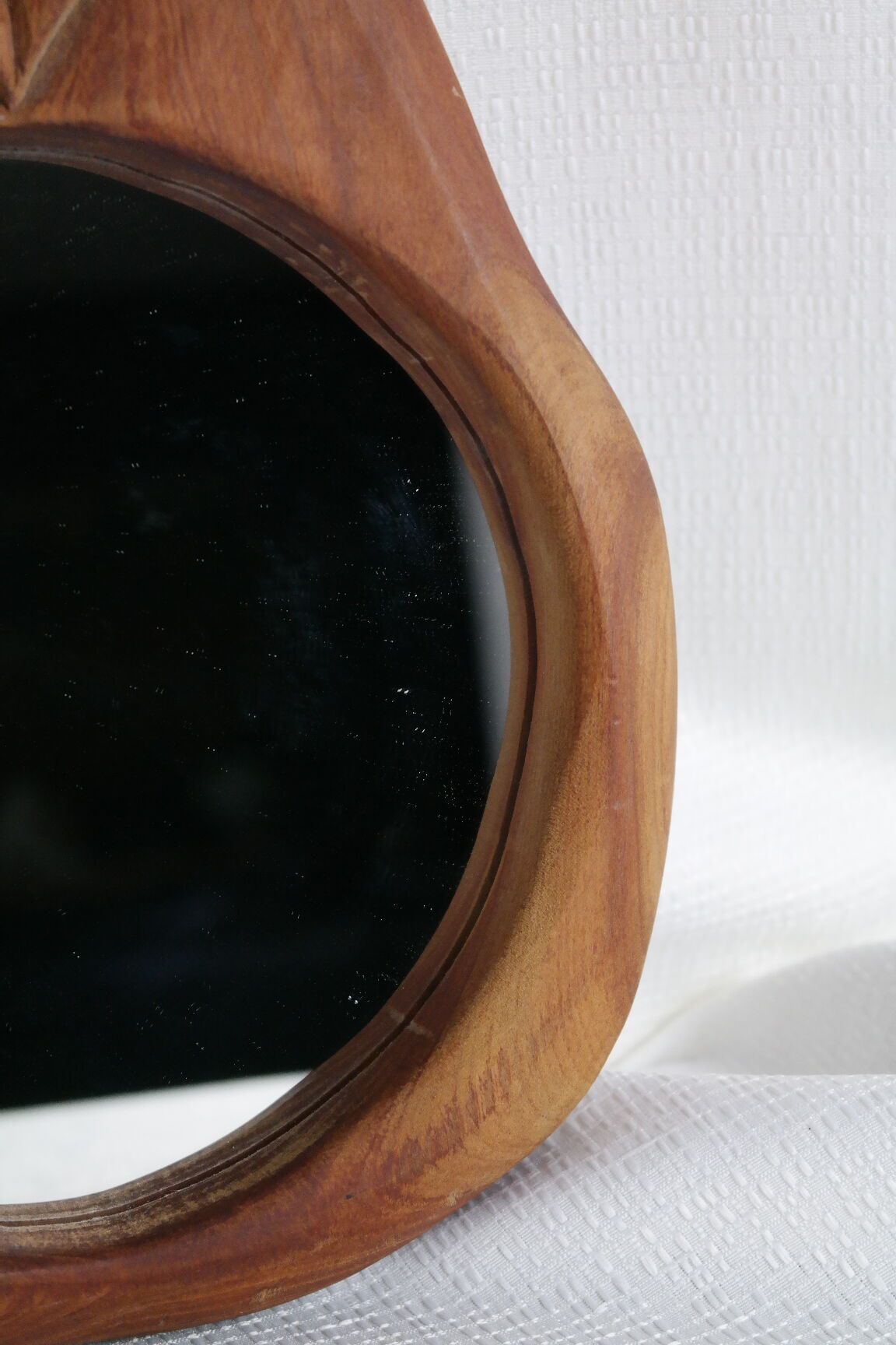 Vintage mahogany wood mirror handmade pear shape