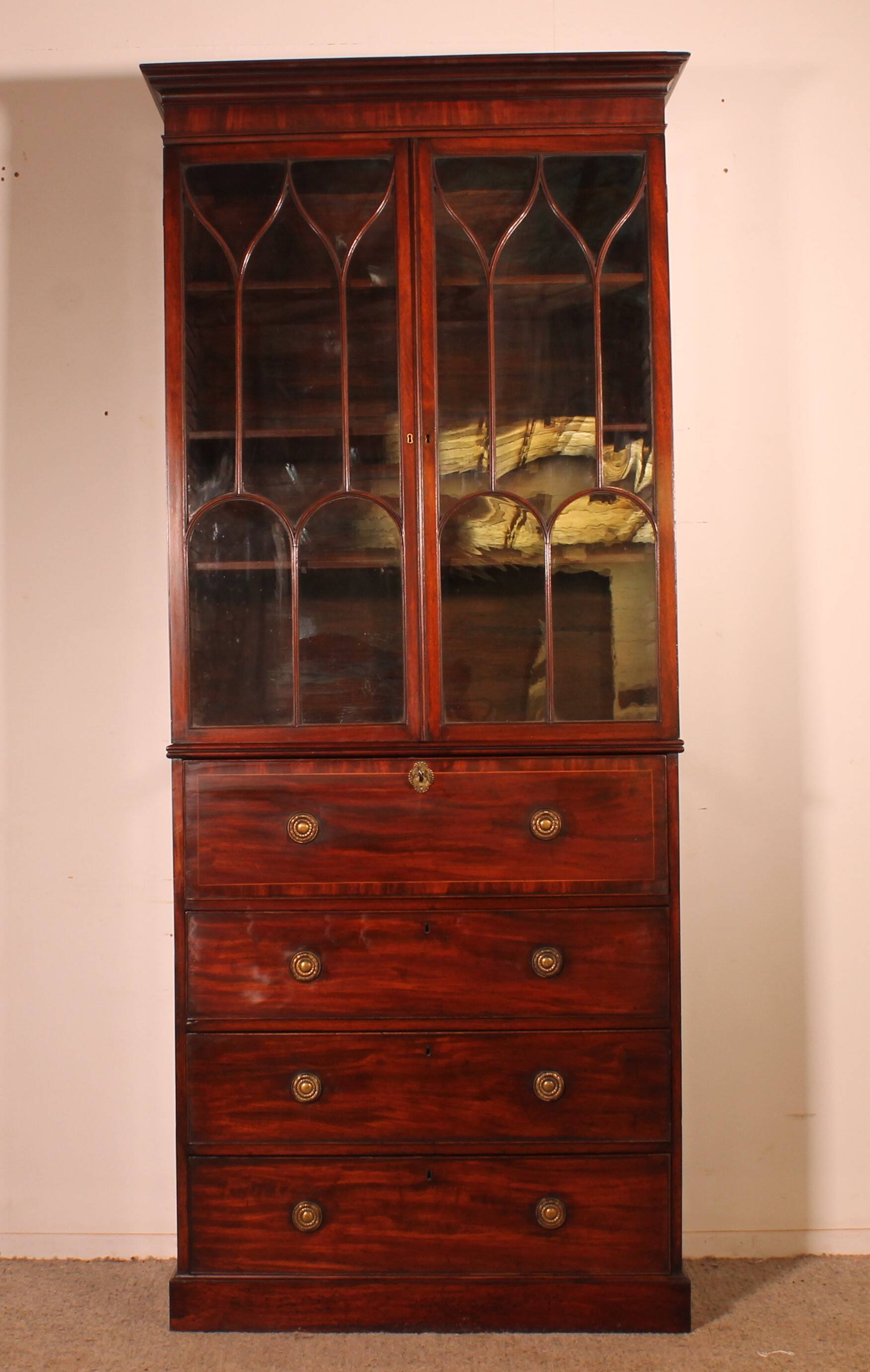Mahogany bookcase with secretary - 18th century