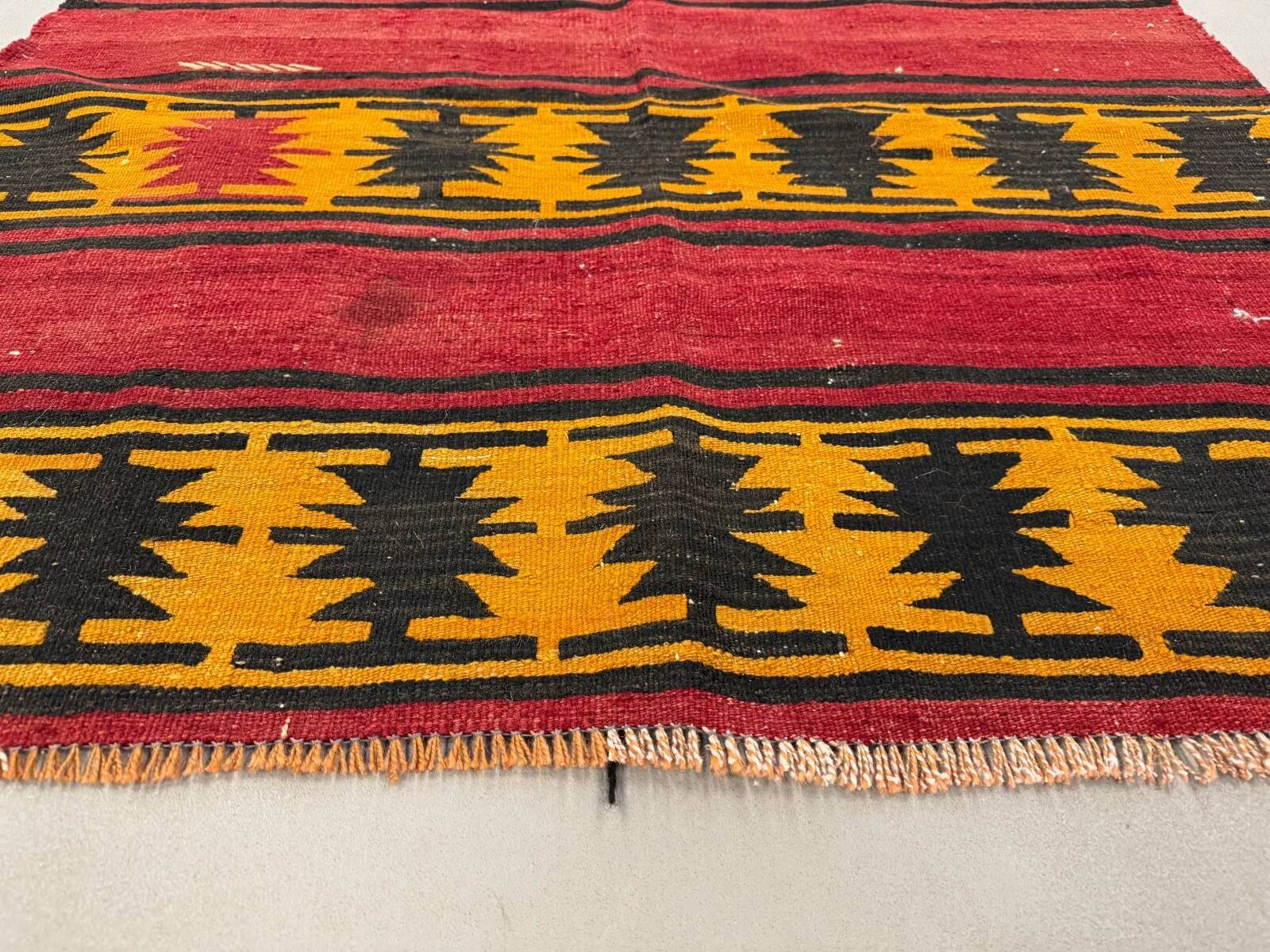 Small Turkish Kilim rug 116x110 cm square tribal kelim rug, 2517
