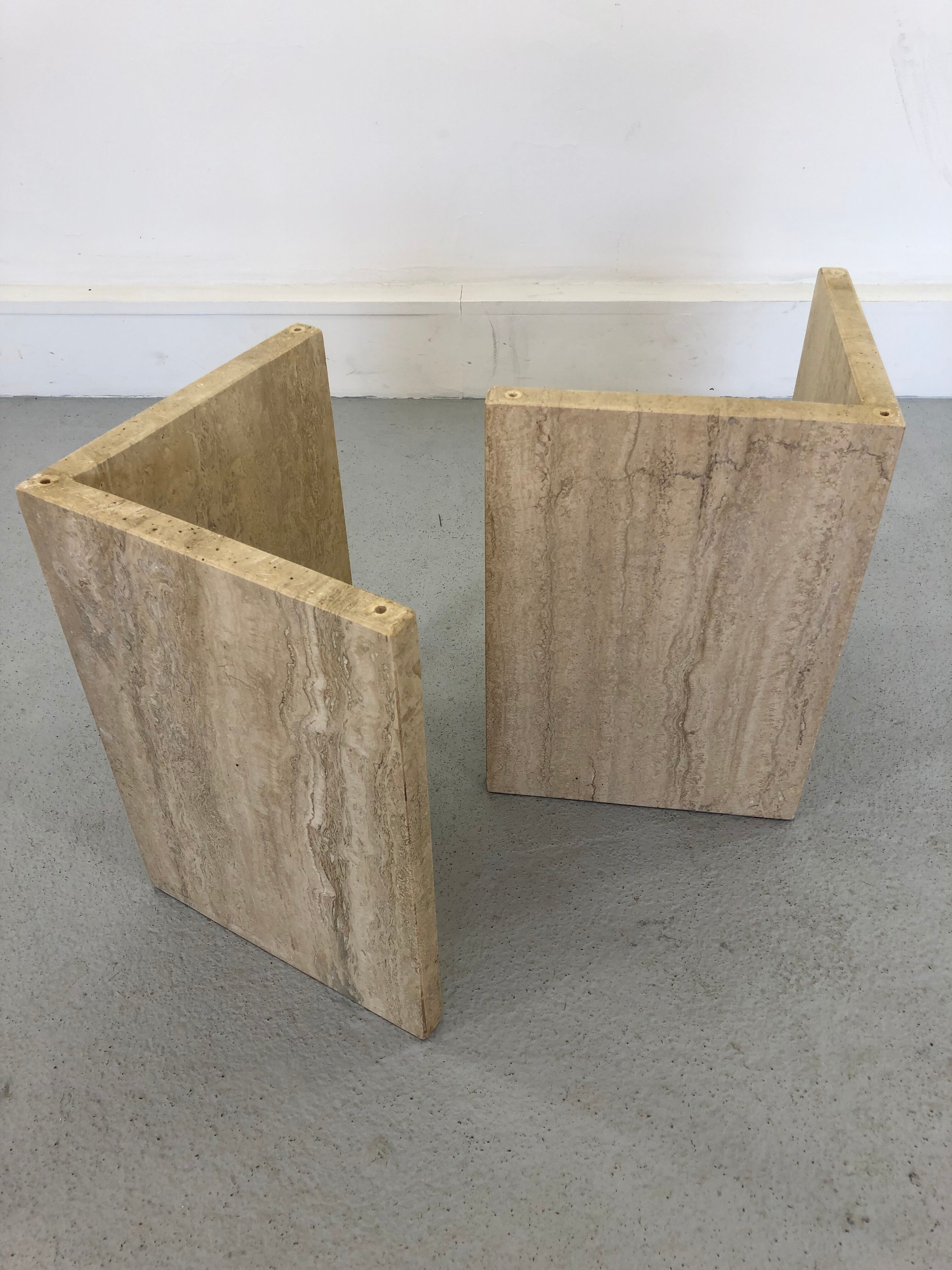 French Coffee Table in Travertine and Marble, 1960s