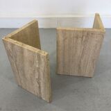 French Coffee Table in Travertine and Marble, 1960s