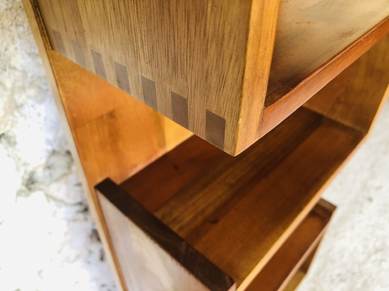 Vintage straight wall shelf, Scandinavian teak style, Circa 70's