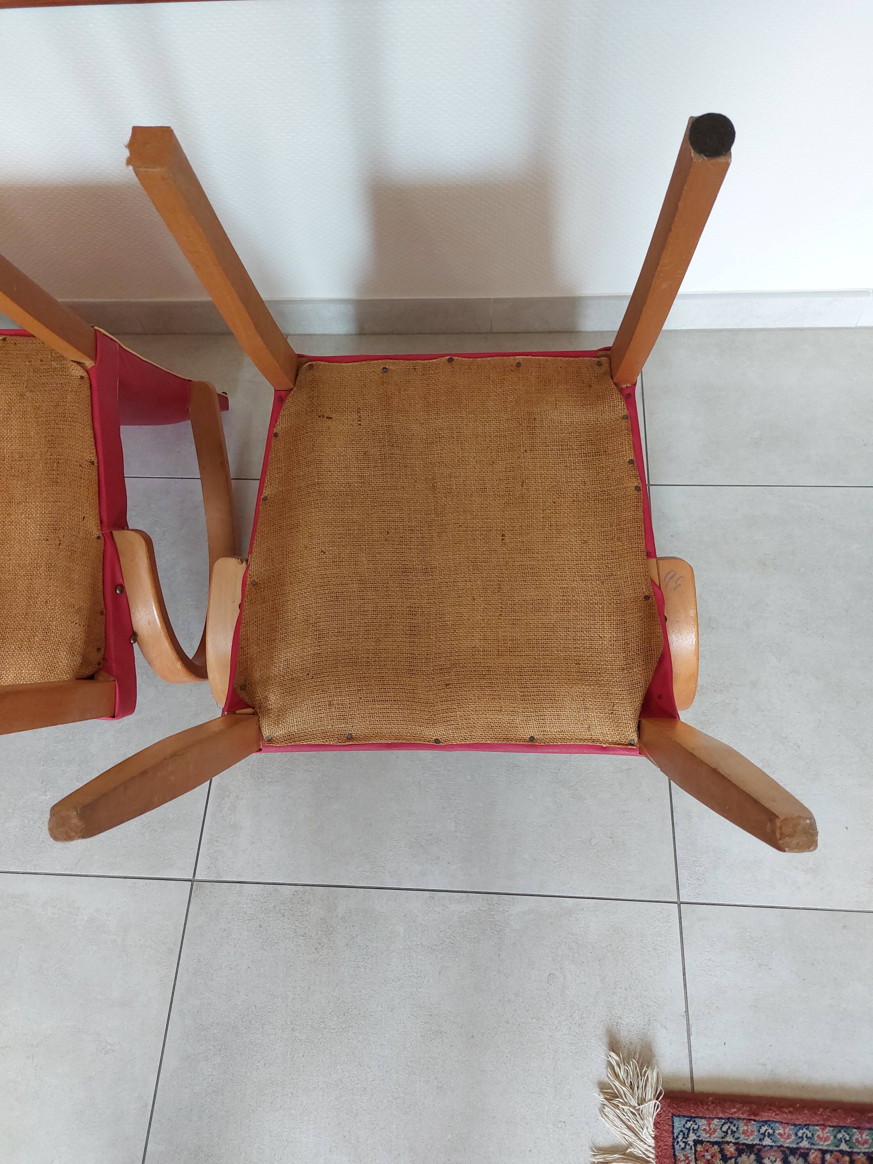 Pair of "moustache" bridge armchairs