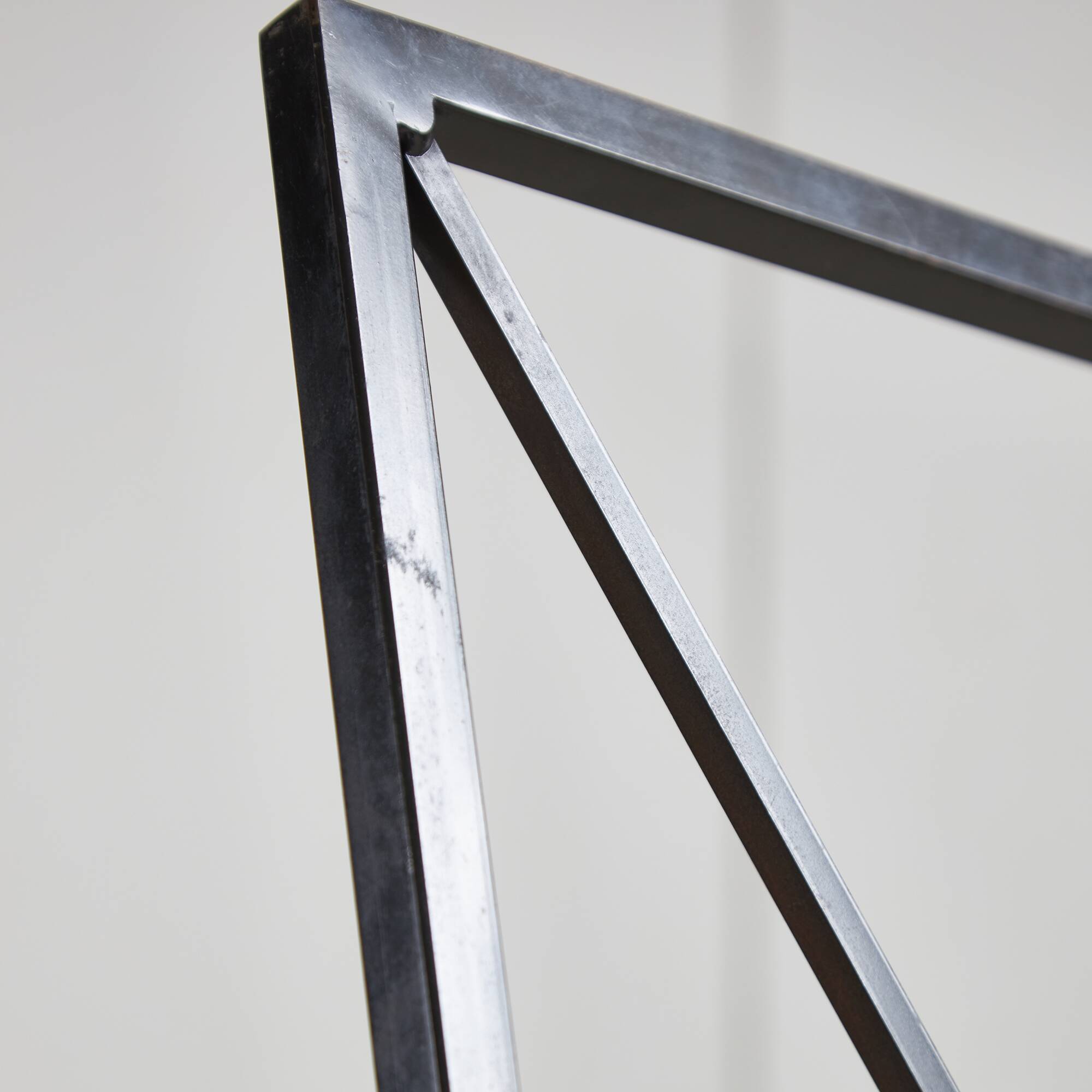 Italian Postmodern Black Leather Dining Chair with "X" Shape, 1980s