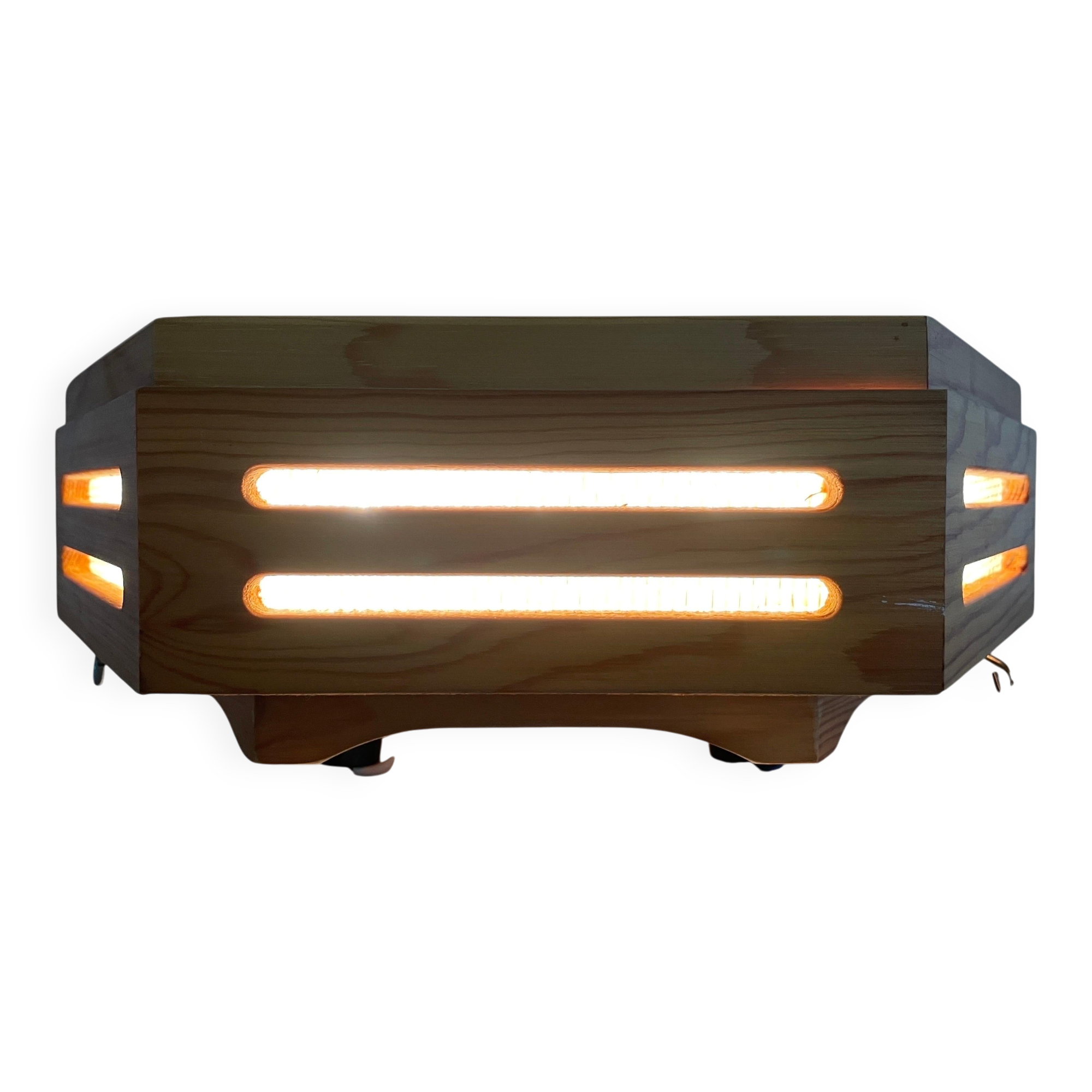 Hexagonal wooden recessed lamp, 1970s, Germany