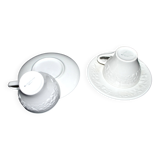SARREGUEMINES Set of 2 plain molded opaque earthenware cups 1900