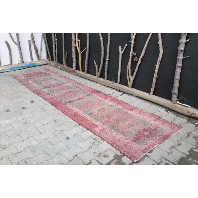 1960's Vintage Turkish Hand-Knotted Hallway Runner 91x354