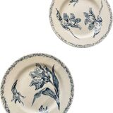 Assiette terre de fer Lunéville série tulipe bleue