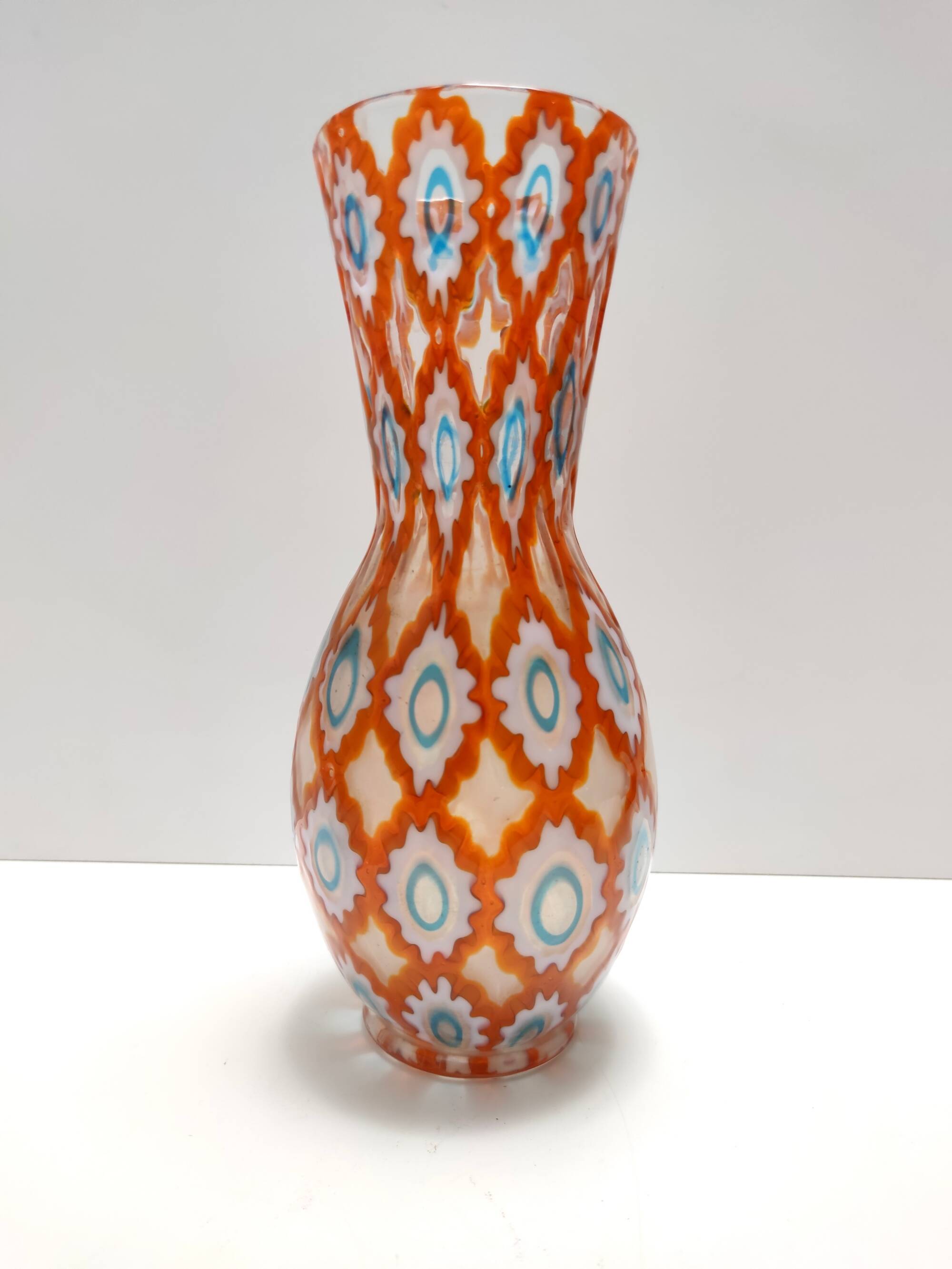 Rare Orange Murano Glass Vase by Ercole Barovier model "Rotellati", Italy