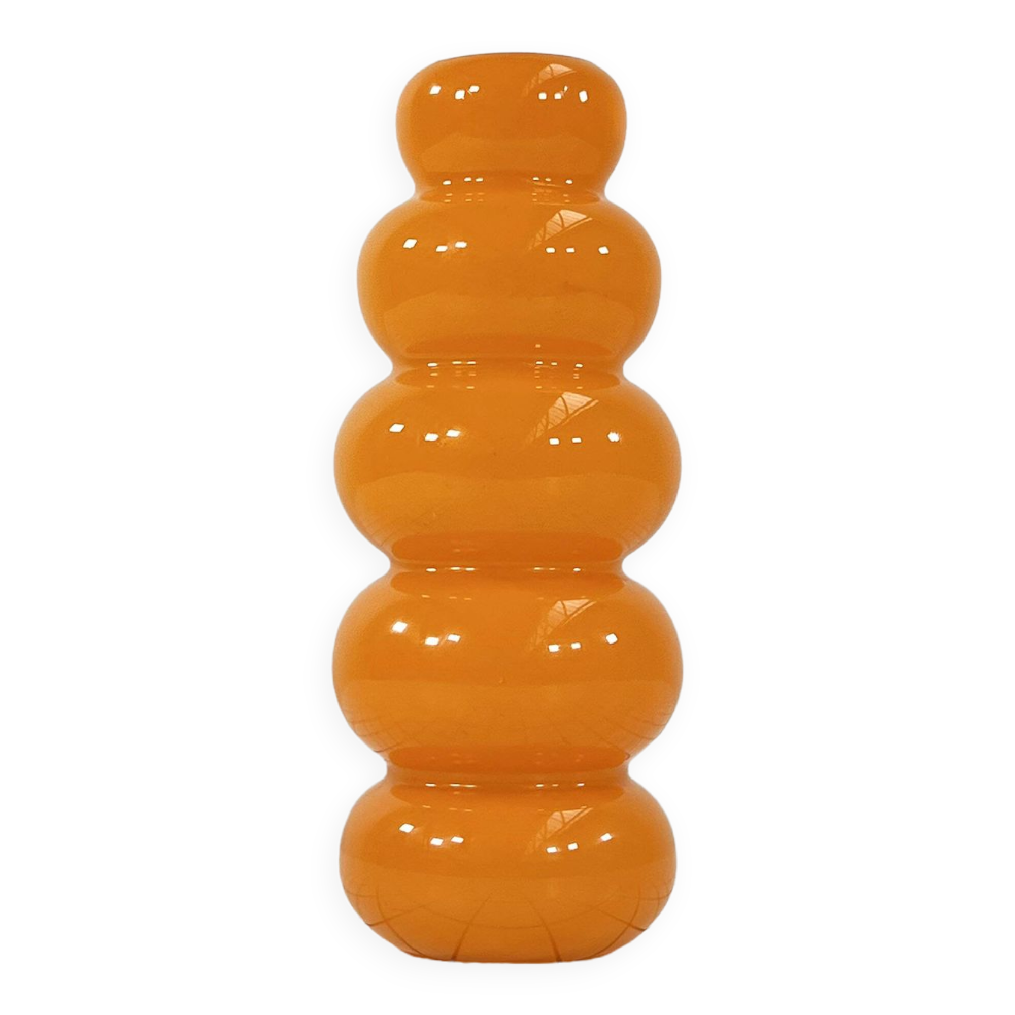 Orange Wavy Glass Vase, 1980