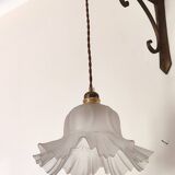 Pendant light with old glass tulip