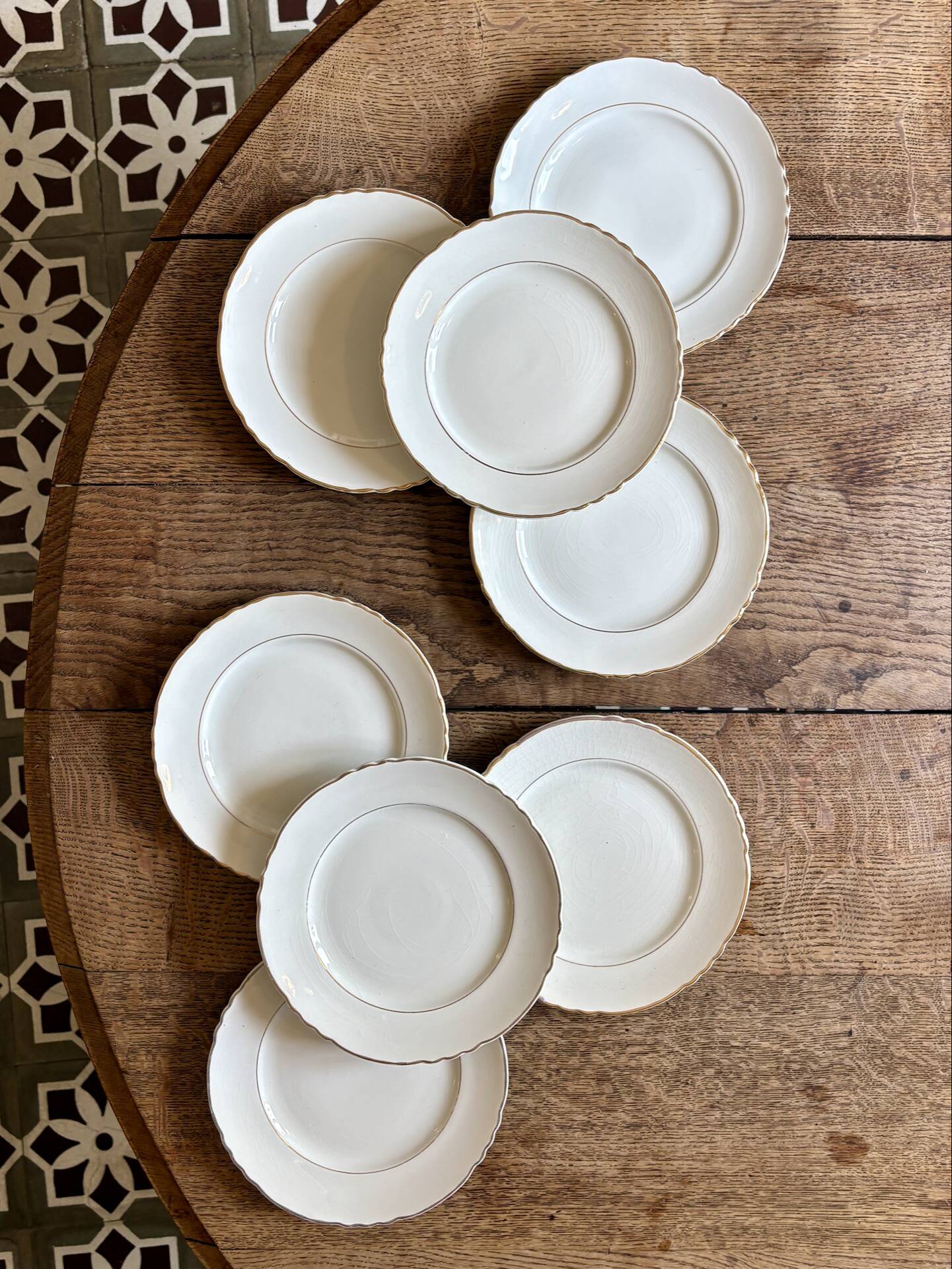 Set of 8 vintage dessert plates Moulin des Loups