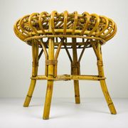 Vintage Rattan Stool attributed to Franco Albini, Italy, 1960s