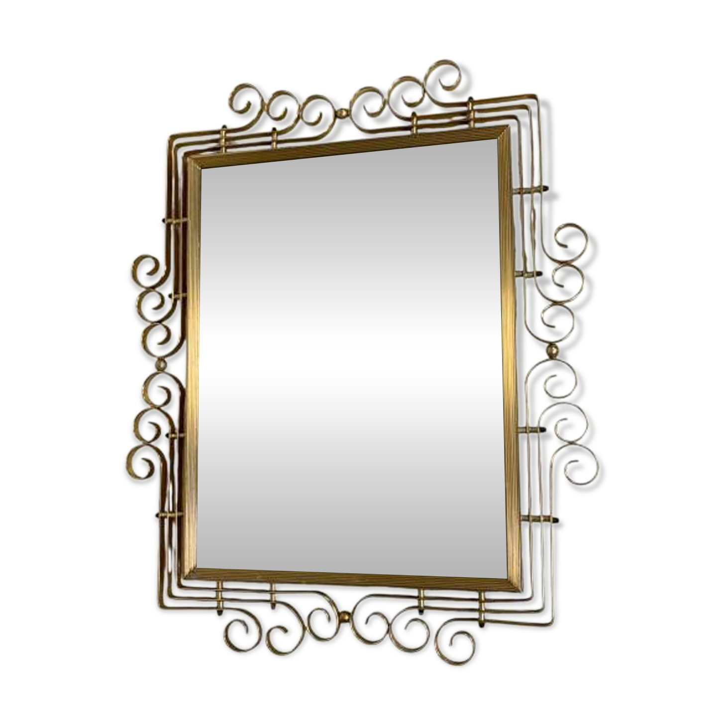 Vintage faceted mirror in an aluminium frame