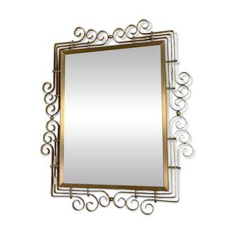 Vintage faceted mirror in an aluminium frame