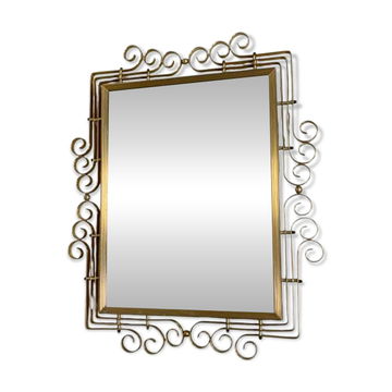 Vintage faceted mirror in an aluminium frame