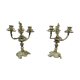 Pair of 3-arm bronze art-nouveau candlesticks