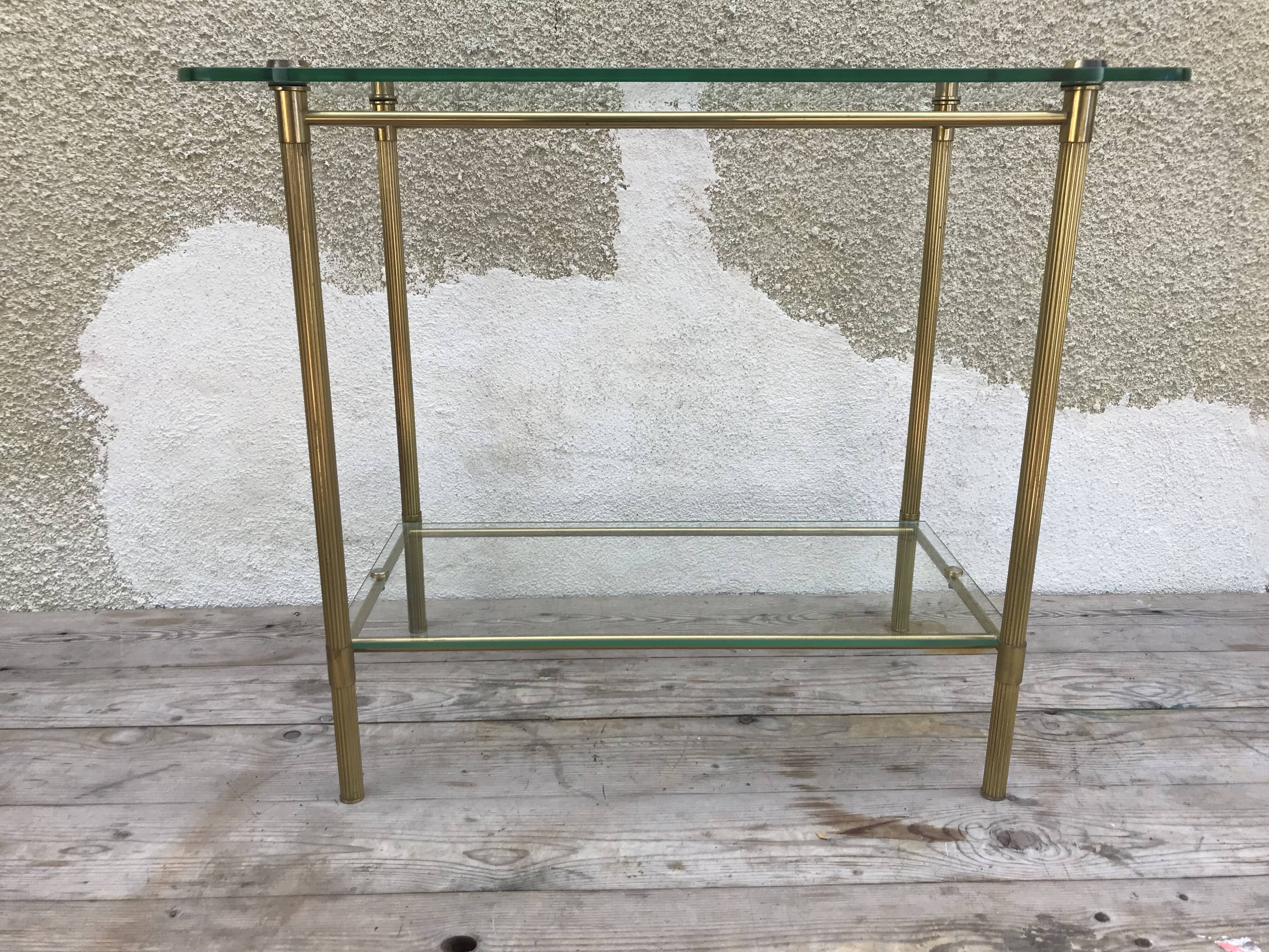 Coffee table brass and glass, 70s