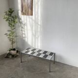 70s chrome and slate coffee table