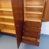 High Scandinavian modernist vintage sideboard in teak and black metal.