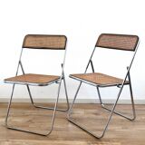 Pair of folding cane chairs