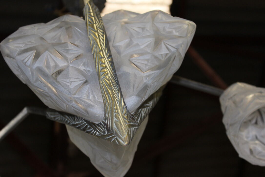 Art Deco period plate chandelier signed Degué