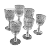 6 old engraved crystal glasses