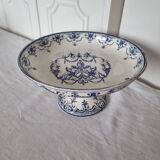 Plat compotier ancien moustiers jules vieillard bourdeux sur socle, fin 19è