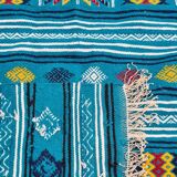 Tapis bleu multicolore fait main traditionnel 210x110cm