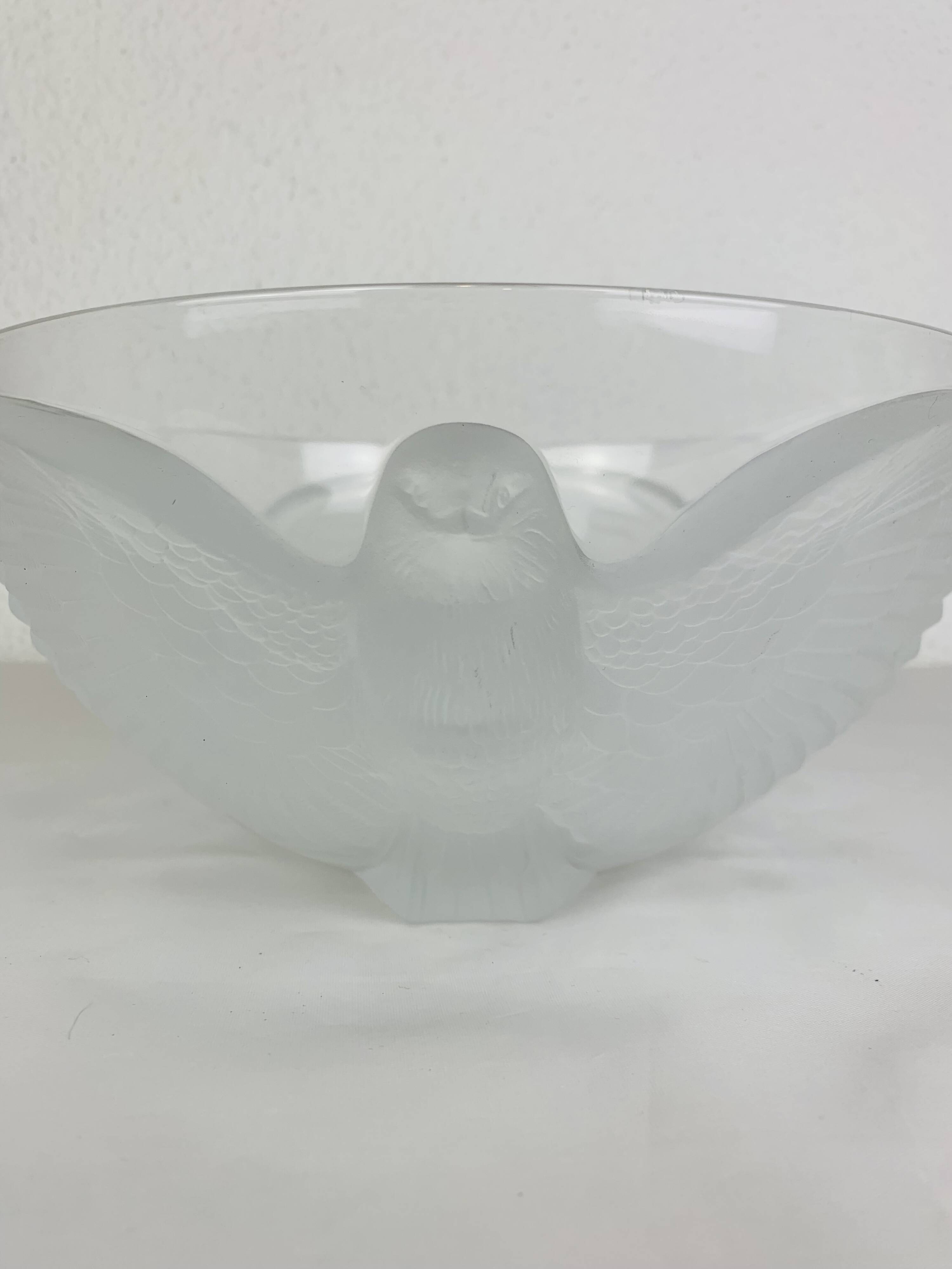 JG Durand Art Deco style crystal bird salad bowl