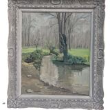 A. Greig - Oil on Isorel Panel on the Bank of a River 1951