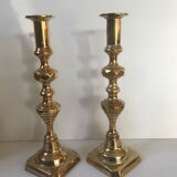 Pair of Victorian candle holders in gilded bronze