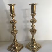 Pair of Victorian candle holders in gilded bronze