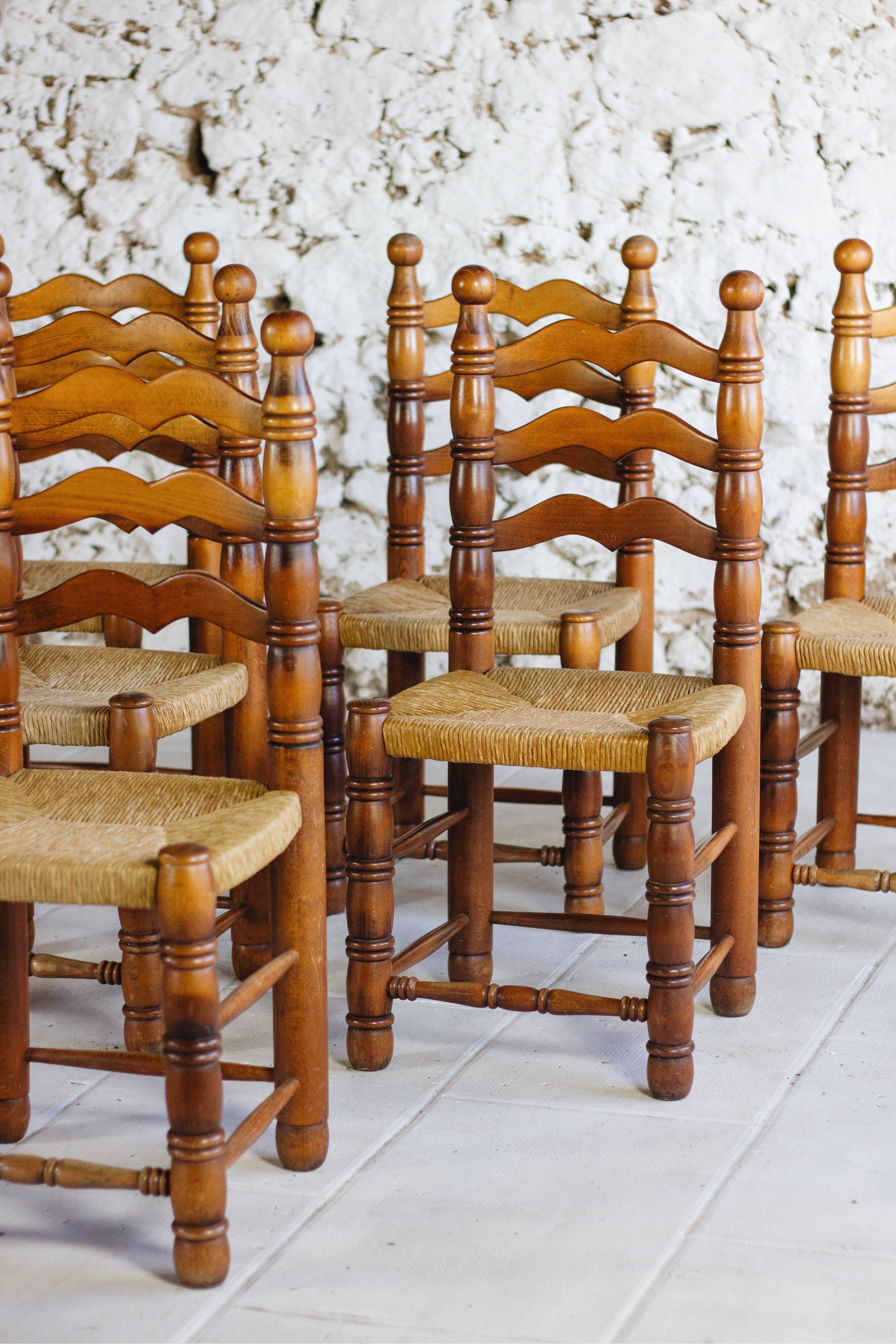Set of 6 Dudouyt style chairs, 1950