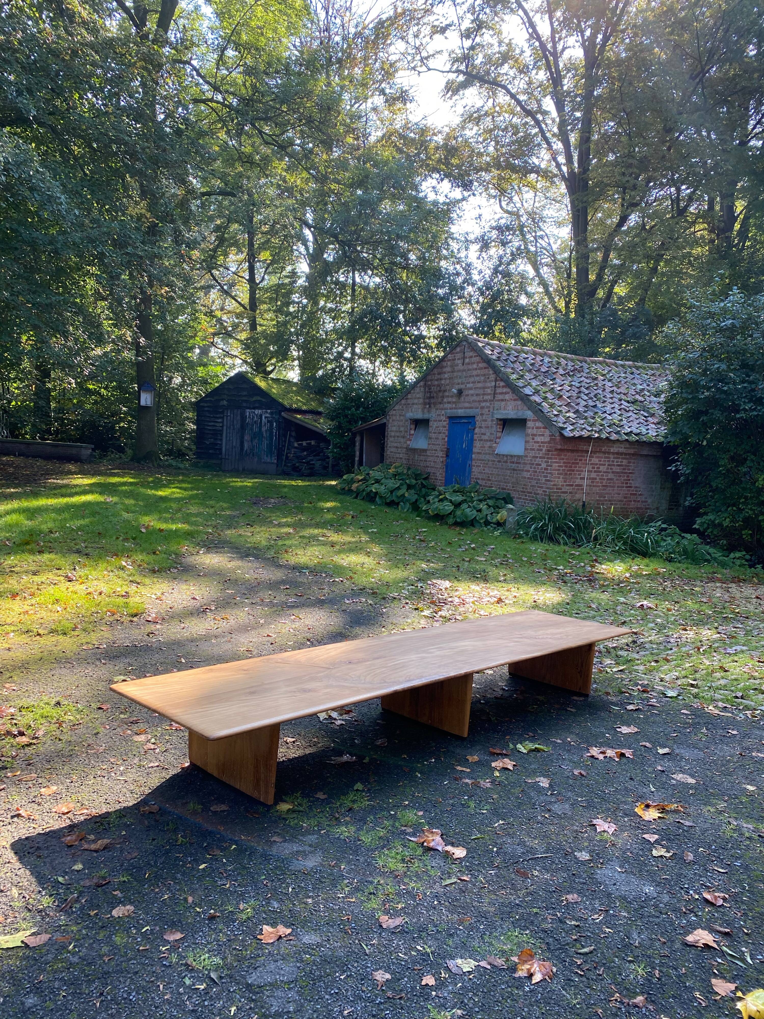 Long teak coffee table