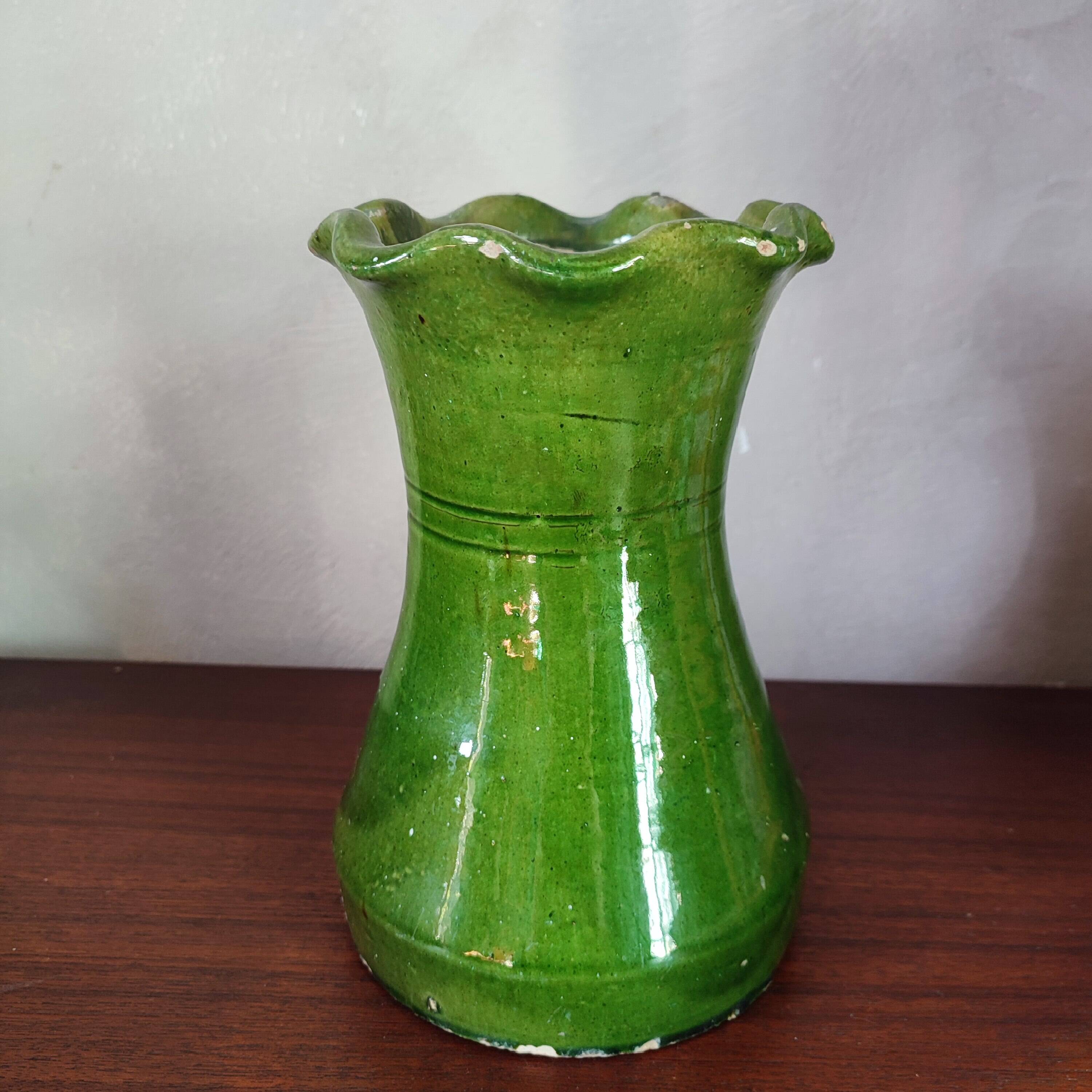 Enamelled vase in handcrafted pottery